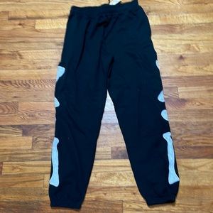Black jogger sweatpants skeleton design